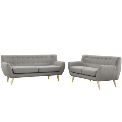 Sofa & chair Sets | Stunning & Cozy Living Room Set | Plush Dual Cushion Design | Organic Shape | Natural Wood Dowel Legs | Polyester Upholstery | Stitched Back Seat Buttons | Modern & Stylish | Includes Loveseat & Sofa | casafoyer.myshopify.com