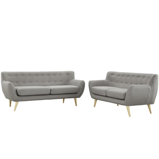 Sofa & chair Sets | Stunning & Cozy Living Room Set | Plush Dual Cushion Design | Organic Shape | Natural Wood Dowel Legs | Polyester Upholstery | Stitched Back Seat Buttons | Modern & Stylish | Includes Loveseat & Sofa | casafoyer.myshopify.com