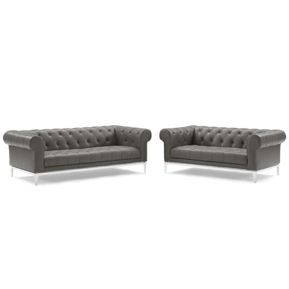 kitchen and dining room sets | CasaFoyer Idyll Leather Chesterfield Sofa & Loveseat Set | Spacious & Comfortable | Supple Leather Upholstery | Tufted Button Accents | Gray | Includes Sofa & Loveseat | casafoyer.myshopify.com