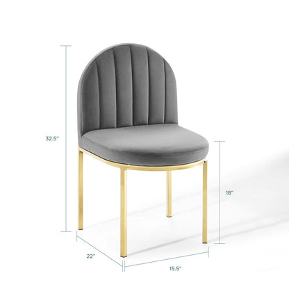 home office desk chairs | CasaFoyer Isla Channel Tufted Performance Velvet Dining Side Chair | Vintage Clamshell Design | Stain-Resistant Upholstery | Gold Stainless Steel Frame | casafoyer.myshopify.com