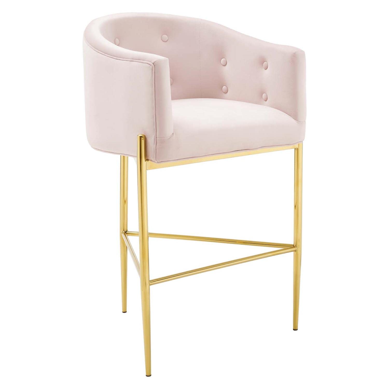 barstools | CasaFoyer Savour Tufted Performance Velvet Bar Stool | Luxury Design | Stain-Resistant Upholstery | Comfortable Foam Padding | Chrome Gold Frame | Pink | casafoyer.myshopify.com
