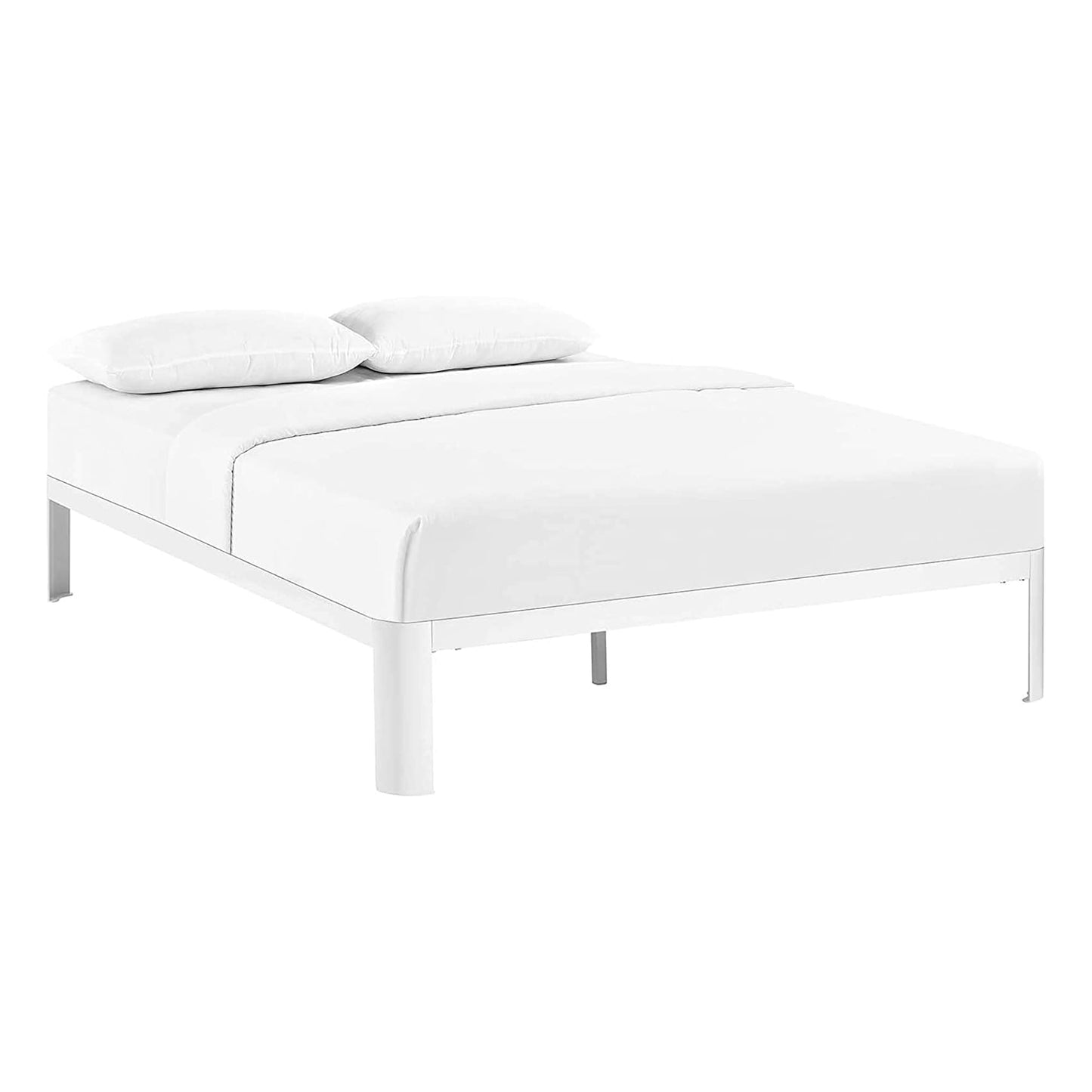 bed frames | CasaFoyer Corinne Queen Bed Frame | Sleek Design | Robust Steel Frame | Slatted Wood Support System | Fits Memory Foam, Spring, Latex, Hybrid Mattresses | Non-Marking Foot Pads | 1300 lbs Weight Capacity | White (Mattress Not Included) | casafoyer.myshopify.com