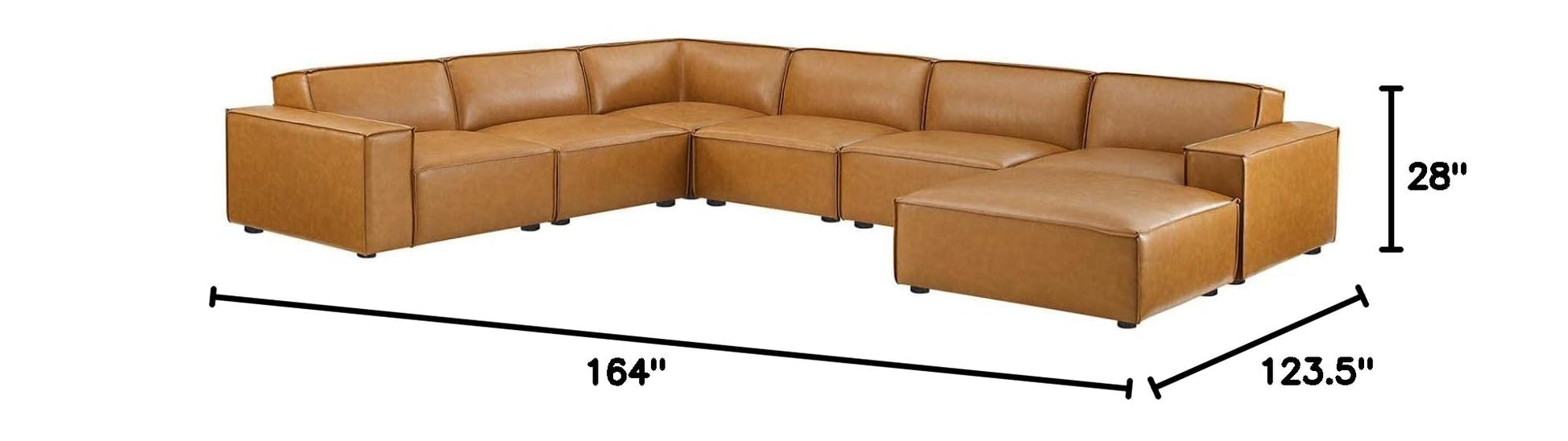 kitchen and dining room sets | CasaFoyer Restore Vegan Leather 7-Piece Sectional Sofa | Minimalist Elegance | Plush Cushions | Sturdy Build | Non-Marking Foot Caps | Tan | casafoyer.myshopify.com