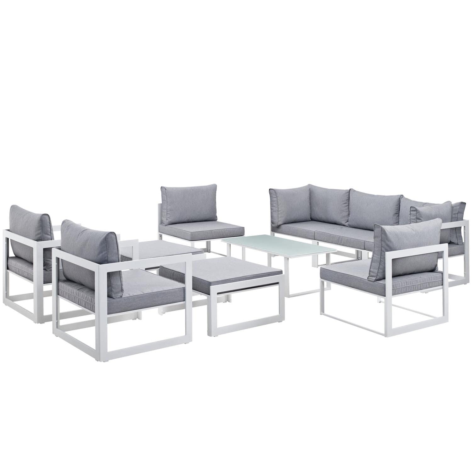 Patio Furniture Sets | Fortuna Outdoor Patio Collection | 9-Piece Sectional Sofa Set | Durable Aluminum Frame | All-Weather Cushions | Ideal for Contemporary Outdoor Spaces | casafoyer.myshopify.com