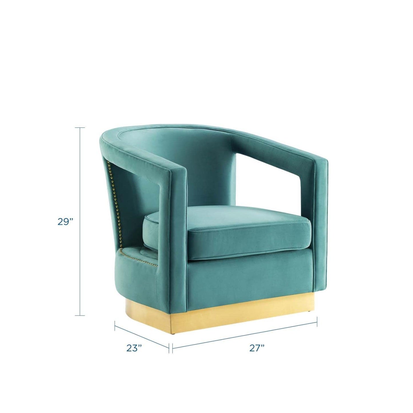 home office desk chairs | CasaFoyer Frolick Performance Velvet Accent Lounge Armchair | Stain-Resistant Upholstery | Gold Nailhead Trim | Matte Gold Stainless Steel Base | Perfect for Living Room, Lounge, Office, Bedroom | Weight Capacity 300 lbs. | casafoyer.myshopify.com