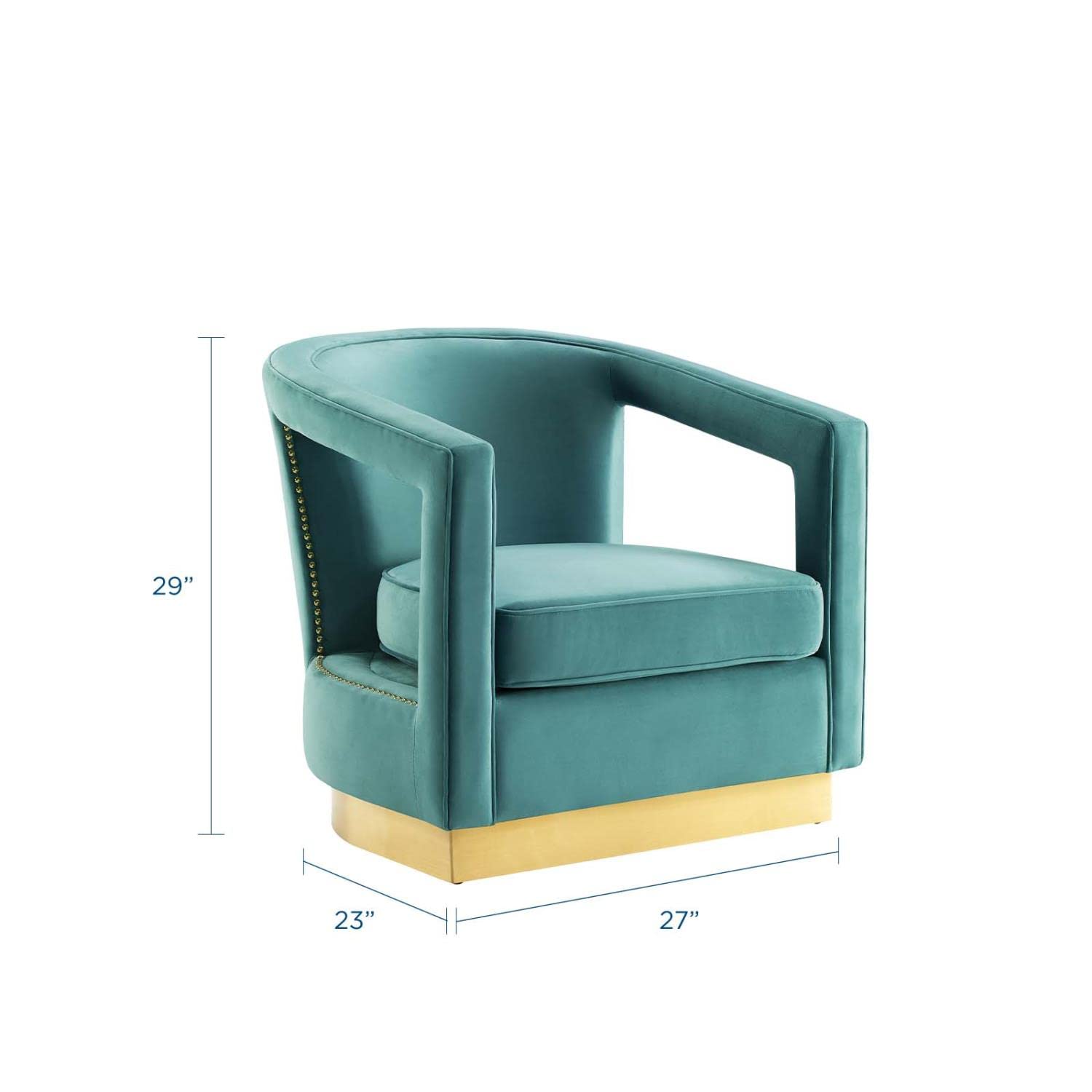home office desk chairs | CasaFoyer Frolick Performance Velvet Accent Lounge Armchair | Stain-Resistant Upholstery | Gold Nailhead Trim | Matte Gold Stainless Steel Base | Perfect for Living Room, Lounge, Office, Bedroom | Weight Capacity 300 lbs. | casafoyer.myshopify.com