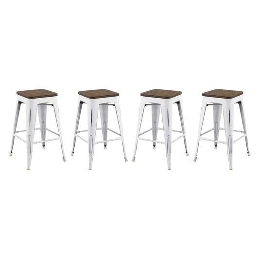 barstools | CasaFoyer Promenade Bamboo & Metal Counter Stool Set of 4 | Vintage Steel Finish | Industrial Modern Style | Home Decor | casafoyer.myshopify.com