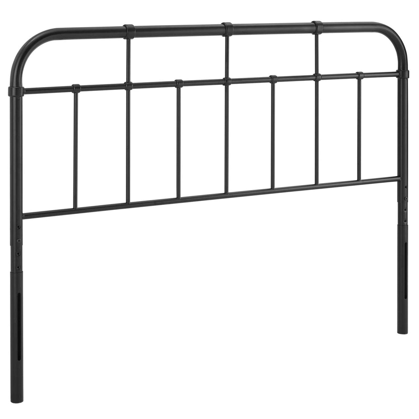 Bed | CasaFoyer Alessia King Metal Headboard | Contemporary Farmhouse Design | Curves & Spindle Detailing | Durable Iron Construction | Height-Adjustable | Black | casafoyer.myshopify.com