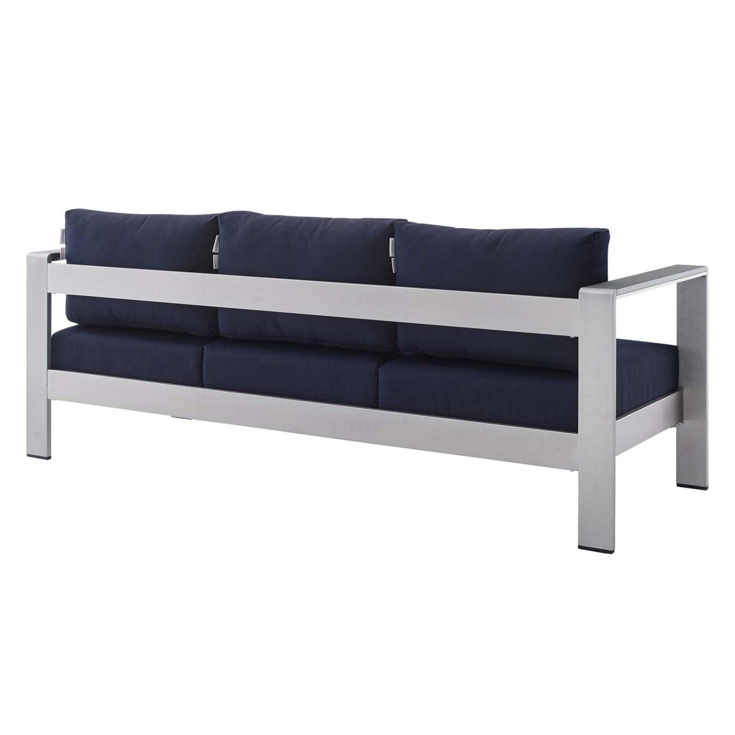 sofas | CasaFoyer Shore Outdoor Aluminum Sofa | Weather-Resistant Sunbrella Fabric | Sturdy Anodized Frame | Perfect for Outdoor Relaxation | Silver Navy | casafoyer.myshopify.com