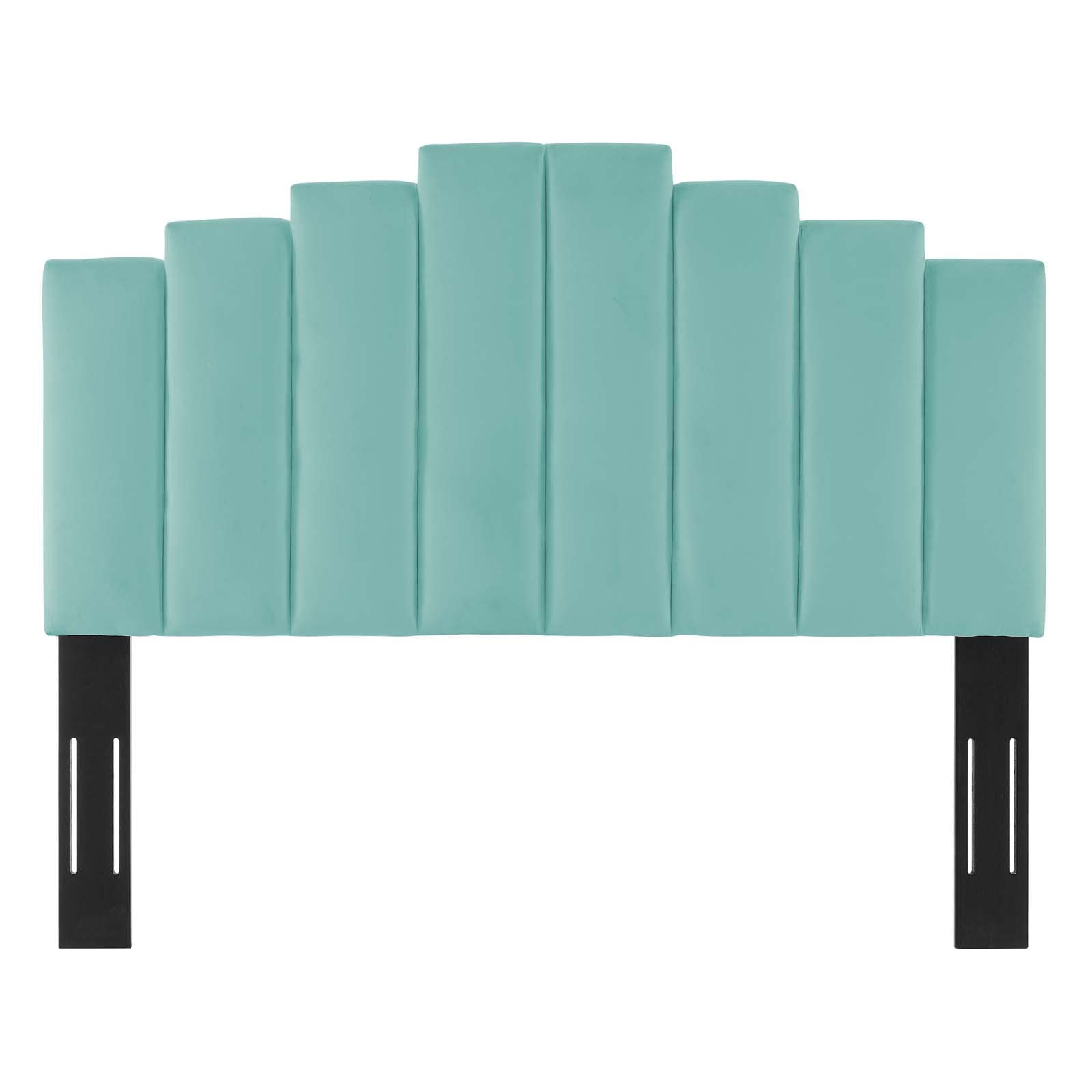 headboards | CasaFoyer Noelle Performance Velvet Full/Queen Headboard | Opulent Art Deco Style | Stain-Resistant | Adjustable Height | Densely Padded Foam | Mint | casafoyer.myshopify.com