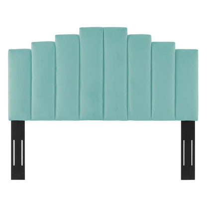headboards | CasaFoyer Noelle Performance Velvet Full/Queen Headboard | Opulent Art Deco Style | Stain-Resistant | Adjustable Height | Densely Padded Foam | Mint | casafoyer.myshopify.com