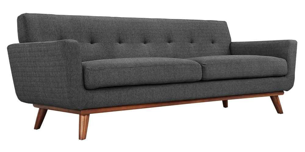sofas | Engage Sofa | Relaxing & Spacious | Elegant Design | Cherry Wood Legs | Gray Upholstered Fabric | Perfect Addition to Any Room | casafoyer.myshopify.com