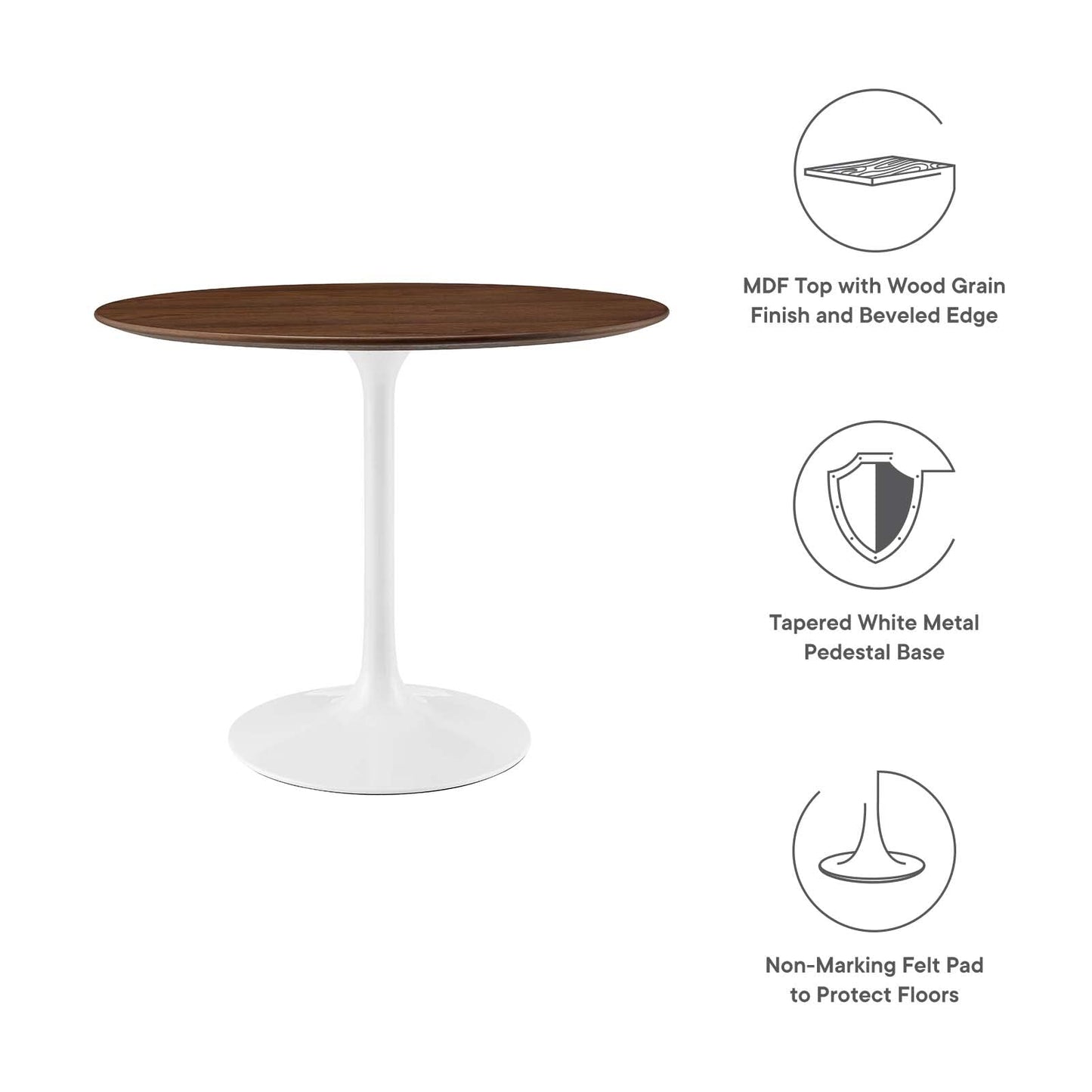 Dining Table | Lippa 36 Round Walnut Dining Table | Iconic Modern Design | Seamless Organic Shape | Timeless Style | Chip-Resistant Finish | casafoyer.myshopify.com