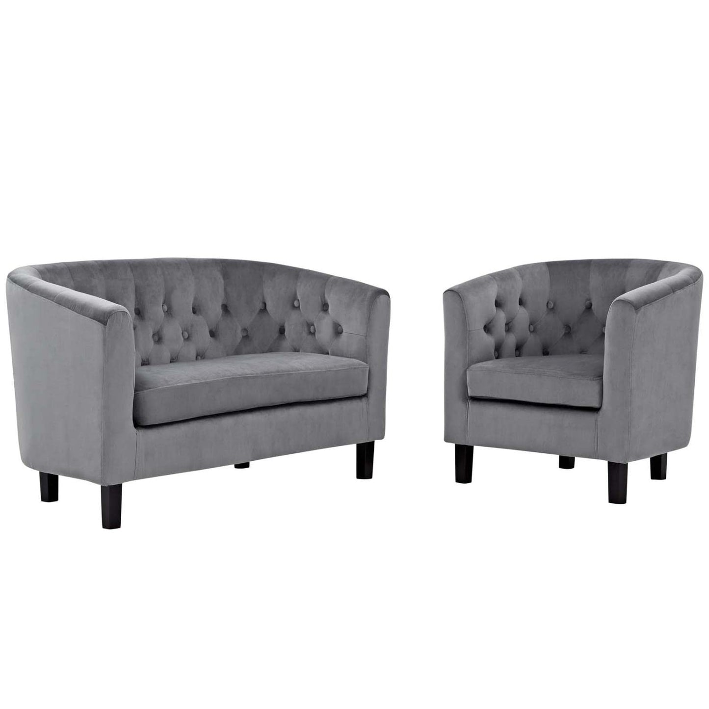 kitchen and dining room sets | CasaFoyer Prospect Button Tufted Performance Velvet Sofa Furniture Set | Luxurious Chesterfield Design | Plush Foam Padding | Stain-Resistant Upholstery | Durable Wood Frame | Espresso Stained Legs | Includes Armchair & Loveseat | casafoyer.myshopify.com