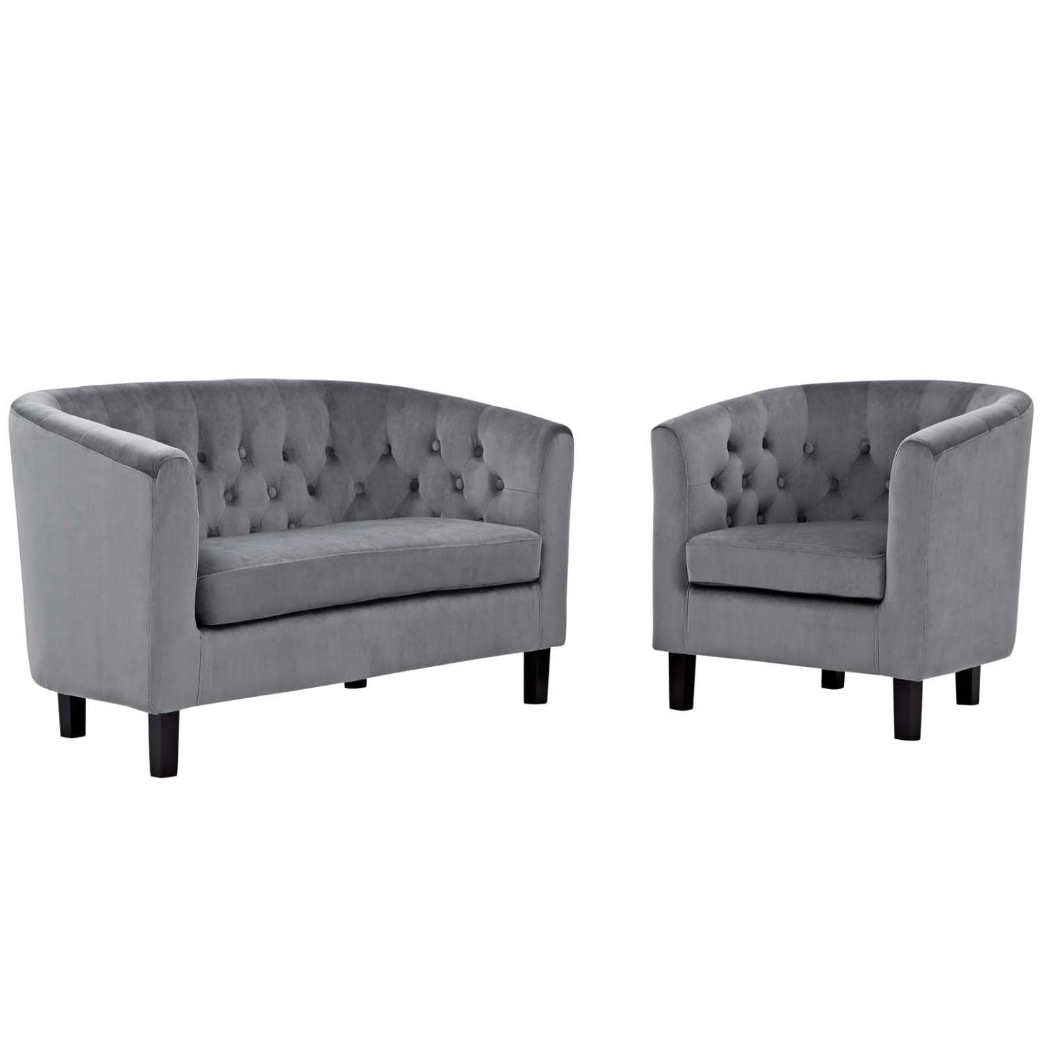 kitchen and dining room sets | CasaFoyer Prospect Button Tufted Performance Velvet Sofa Furniture Set | Luxurious Chesterfield Design | Plush Foam Padding | Stain-Resistant Upholstery | Durable Wood Frame | Espresso Stained Legs | Includes Armchair & Loveseat | casafoyer.myshopify.com