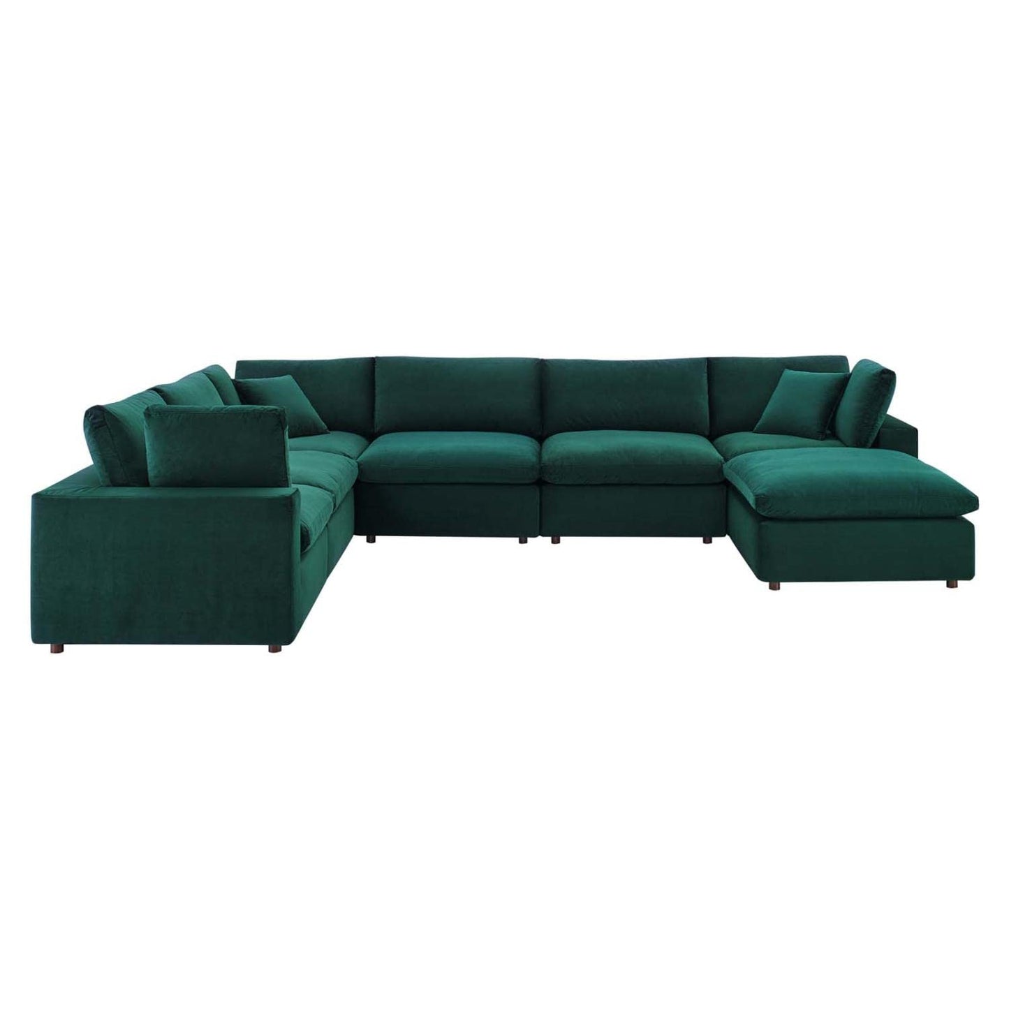 sofas | CasaFoyer Commix Sectional Sofa | Luxurious & Inviting | Stain-Resistant Velvet | Foam Padded | Duck Down Cushions | Ottoman Included | Green | casafoyer.myshopify.com
