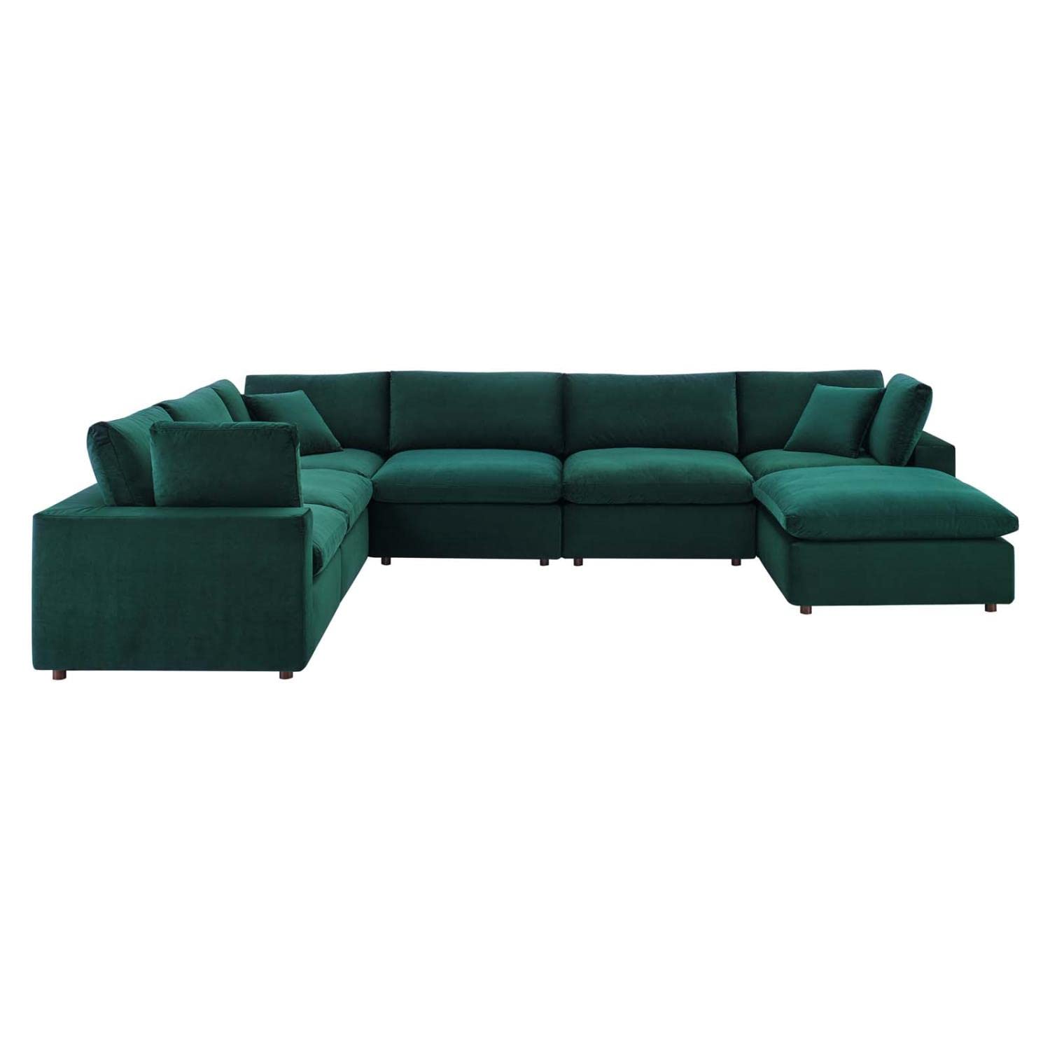 sofas | CasaFoyer Commix Sectional Sofa | Luxurious & Inviting | Stain-Resistant Velvet | Foam Padded | Duck Down Cushions | Ottoman Included | Green | casafoyer.myshopify.com