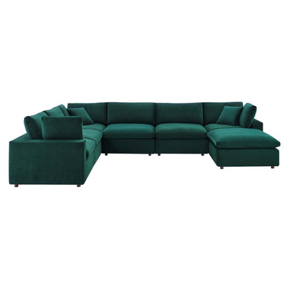 sofas | CasaFoyer Commix Sectional Sofa | Luxurious & Inviting | Stain-Resistant Velvet | Foam Padded | Duck Down Cushions | Ottoman Included | Green | casafoyer.myshopify.com