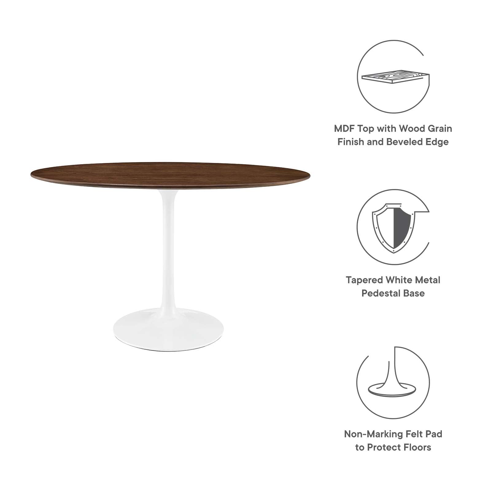 Dining Table | Lippa 48 Oval Walnut Dining Table | Timeless Modernism | Organic Shape | Elegant Design | Walnut Veneer Top | Chip-Resistant Finish | Tapered Metal Base | casafoyer.myshopify.com