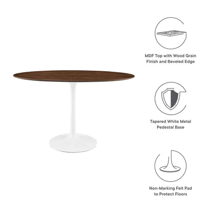 Dining Table | Lippa 48 Oval Walnut Dining Table | Timeless Modernism | Organic Shape | Elegant Design | Walnut Veneer Top | Chip-Resistant Finish | Tapered Metal Base | casafoyer.myshopify.com