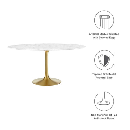 patio dining tables | CasaFoyer Lippa 60 Round Dining Table | Iconic Modern Design | Artificial Marble Top | Scratch Resistant Finish | Gold White | casafoyer.myshopify.com