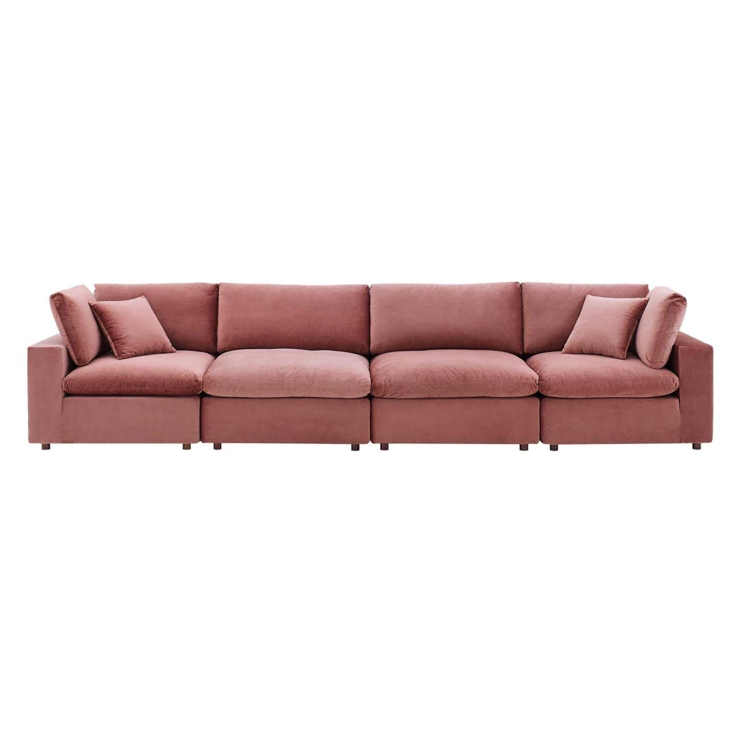 sofas | CasaFoyer Commix Plush Comfort Performance Velvet Sofa Set | Dusty Rose | 4-Seater | Stain-Resistant | Wooden Frame | Foam & Duck Down Cushions | Overstuffed | Tranquil & Luxurious | Plastic Foot Glides | 331 lbs Weight Capacity | casafoyer.myshopify.com