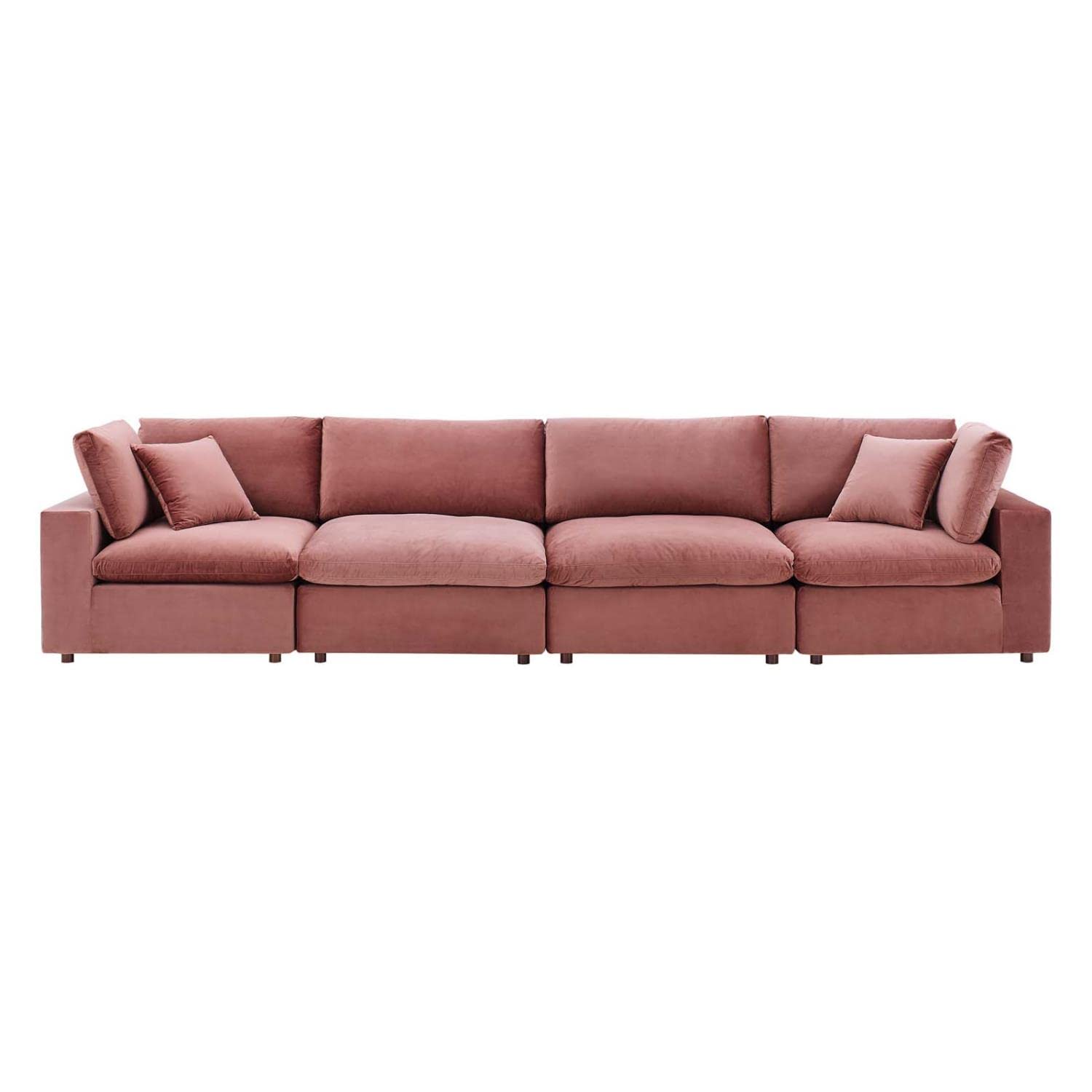 sofas | CasaFoyer Commix Plush Comfort Performance Velvet Sofa Set | Dusty Rose | 4-Seater | Stain-Resistant | Wooden Frame | Foam & Duck Down Cushions | Overstuffed | Tranquil & Luxurious | Plastic Foot Glides | 331 lbs Weight Capacity | casafoyer.myshopify.com