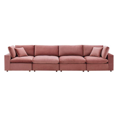 sofas | CasaFoyer Commix Plush Comfort Performance Velvet Sofa Set | Dusty Rose | 4-Seater | Stain-Resistant | Wooden Frame | Foam & Duck Down Cushions | Overstuffed | Tranquil & Luxurious | Plastic Foot Glides | 331 lbs Weight Capacity | casafoyer.myshopify.com