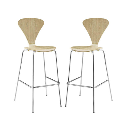 barstools | CasaFoyer Passage Bar Stool Set of 2 | Sleek Mid-Century Style | Lacquered Plywood | Chrome Base | Non-Marking Foot Caps | V-Shaped Backrest | Waterfall Seat | casafoyer.myshopify.com