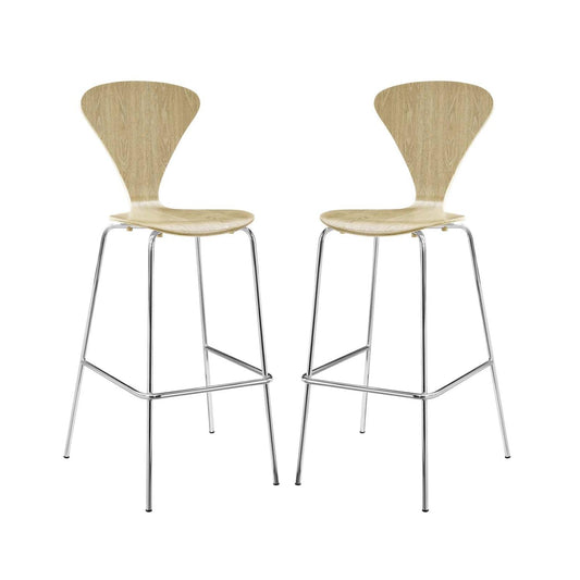 barstools | CasaFoyer Passage Bar Stool Set of 2 | Sleek Mid-Century Style | Lacquered Plywood | Chrome Base | Non-Marking Foot Caps | V-Shaped Backrest | Waterfall Seat | casafoyer.myshopify.com