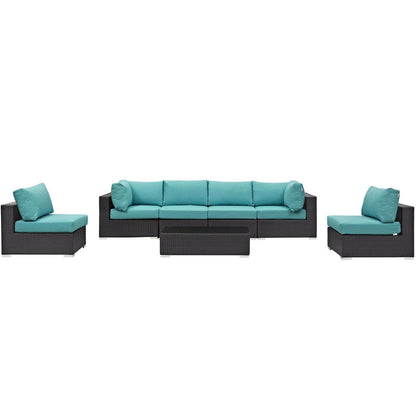 kitchen and dining room sets | CasaFoyer Convene Outdoor Sectional Set | Durable Rattan Weave | Weather-Resistant Cushions | 7-Piece Patio Furniture | casafoyer.myshopify.com