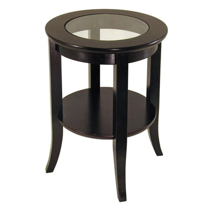 TABLE | Ergode Elegant Genoa Round End Table | Glass Inset | Shelf | 18.4W x 18.4D x 22.5H | Enhance Living Room Decor | casafoyer.myshopify.com