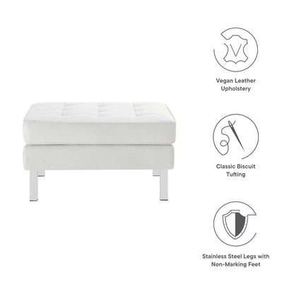 home office desk chairs | CasaFoyer Loft Tufted Button Faux Leather Ottoman | Luxurious Upholstery | Sleek Design | Stainless Steel Frame | Non-Marking Foot Caps | Supports up to 300 lbs | casafoyer.myshopify.com