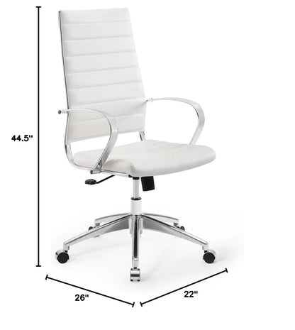 home office desk chairs | CasaFoyer Jive Highback Office Chair | Stylish & Comfortable | Ribbed Vinyl Back | Padded Seat Cushion | 90-Degree Wrist Angling Armrests | Chrome-Plated Aluminum Base | Dual-Wheel Casters | Perfect for Modern Offices | casafoyer.myshopify.com