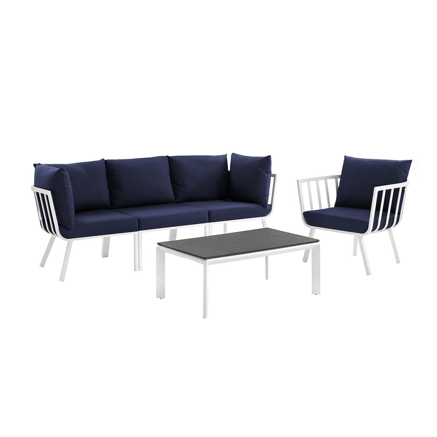 kitchen and dining room sets | CasaFoyer Riverside Outdoor Patio Aluminum Sofa Set | Coastal Design | UV-Resistant Cushions | Sturdy Frame | Scratch-Resistant Table | 5 Piece Set | casafoyer.myshopify.com