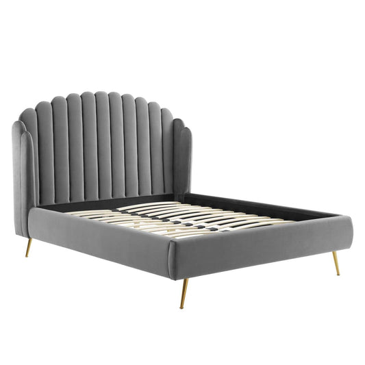 adjustable bed bases | CasaFoyer Lana Performance Velvet Queen Platform Bed | Wingback Tufted Design | Stain-Resistant Velvet | Gold Metal Legs | Wood Slat Support | casafoyer.myshopify.com