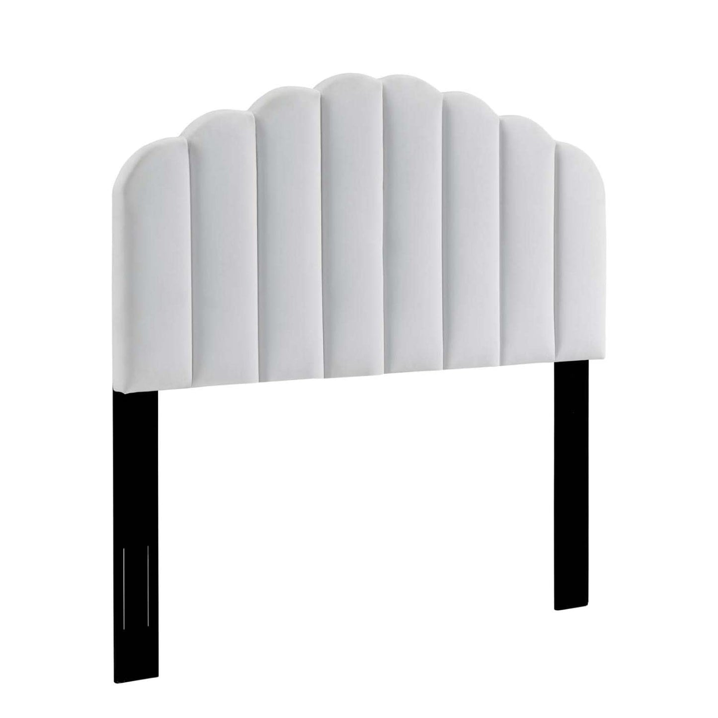 Bed | CasaFoyer Veronique Channel Tufted Scalloped Performance Velvet King/California King Headboard | Vintage Glamour | Stain-Resistant Upholstery | Adjustable Height | Elegant Design | casafoyer.myshopify.com