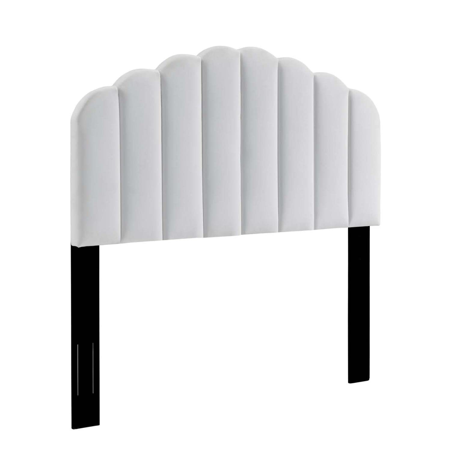 Bed | CasaFoyer Veronique Channel Tufted Scalloped Performance Velvet King/California King Headboard | Vintage Glamour | Stain-Resistant Upholstery | Adjustable Height | Elegant Design | casafoyer.myshopify.com