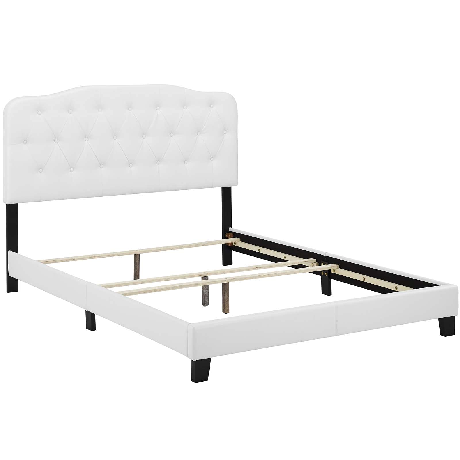 Bed | CasaFoyer Amelia Full Bed | Luxurious Faux Leather Upholstery | Button-Tufted Headboard | Sturdy Wood Construction | White | casafoyer.myshopify.com