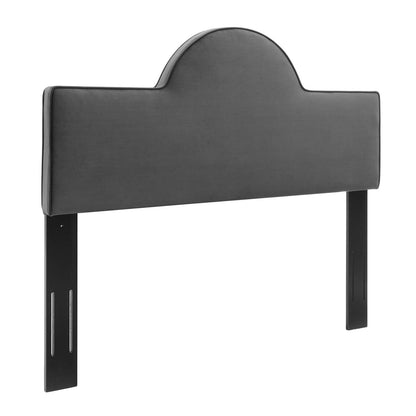 Bed | CasaFoyer Dawn Performance Velvet King/California King Headboard | Vibrant Sunrise Design | Stain-Resistant Luxury Upholstery | Comfortable Cushioning | Adjustable Height | Charcoal | casafoyer.myshopify.com