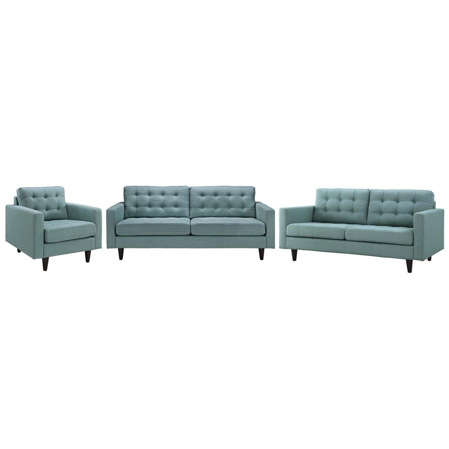 kitchen and dining room sets | CasaFoyer Empress Button Tufted Upholstered Fabric Sectional Sofa Set | Plush Cushions | Sturdy Wood Frame | Stain-Resistant Upholstery | Includes Armchair, Loveseat, Sofa | casafoyer.myshopify.com