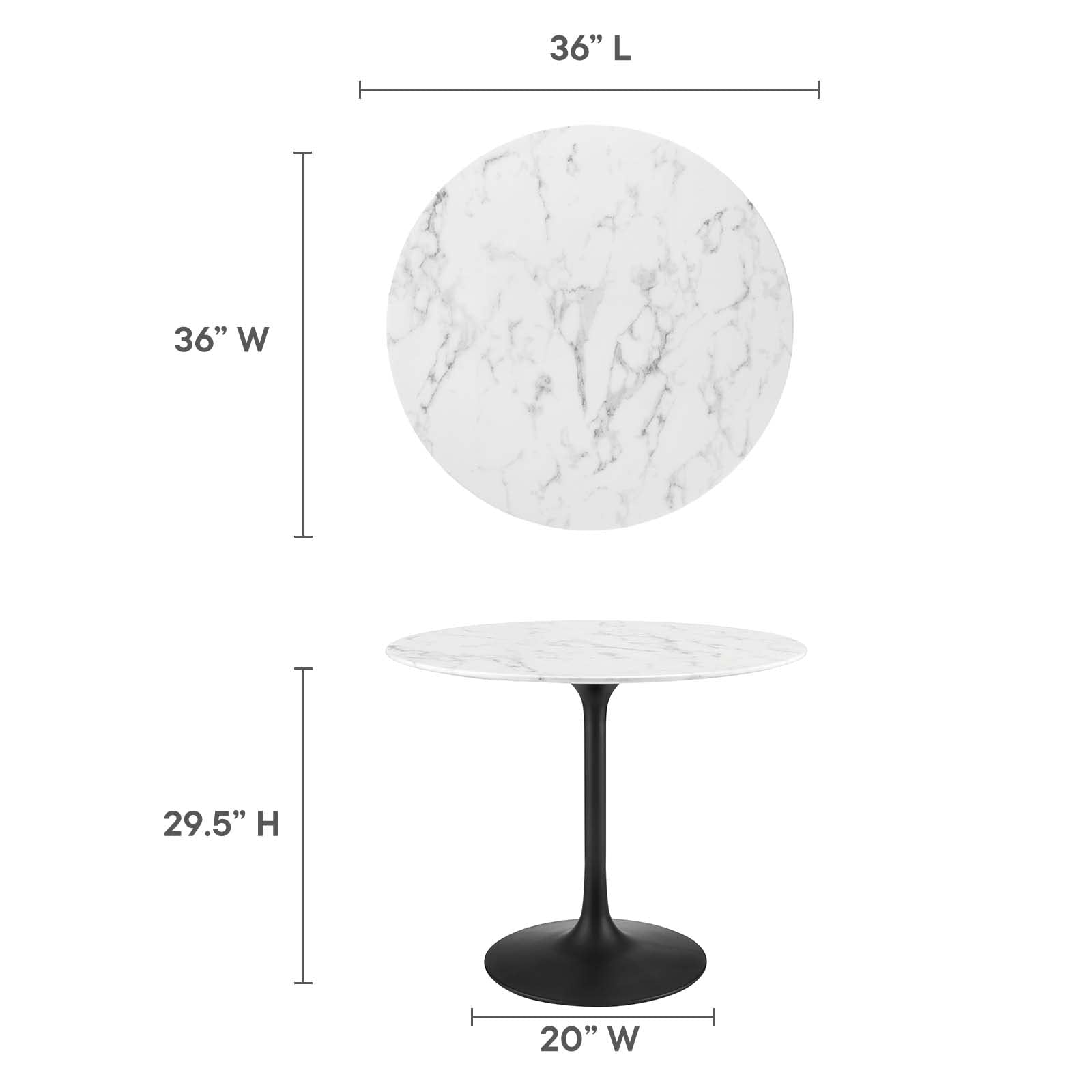 patio dining tables | CasaFoyer Lippa 36 Round Dining Table | Timeless Modern Design | Artificial Marble Top | Scratch Resistant Finish | Tapered Metal Base | casafoyer.myshopify.com