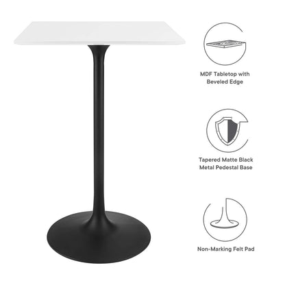 bar tables | Ergode Lippa 28 Bar Table | Timeless Modern Design | Scratch & Chip Resistant | Square White Top | Metal Tapered Base | Ideal for Home & Commercial Use | casafoyer.myshopify.com