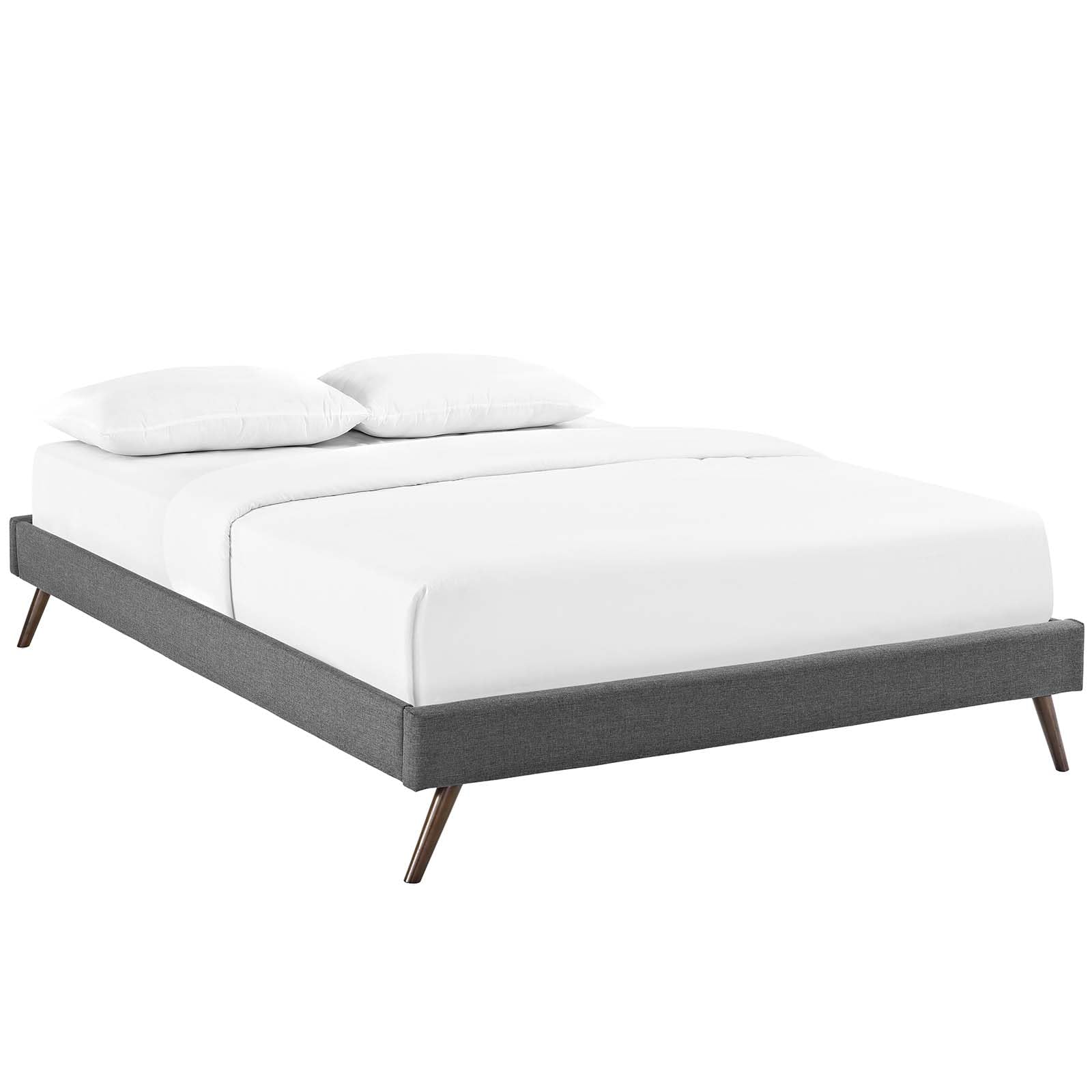 Bed | CasaFoyer Loryn Platform Bed | Solid Wood Frame | Polyester Upholstery | Tapered Legs | No Box Spring Needed | Compatible with Memory Foam Mattresses | Gray | casafoyer.myshopify.com