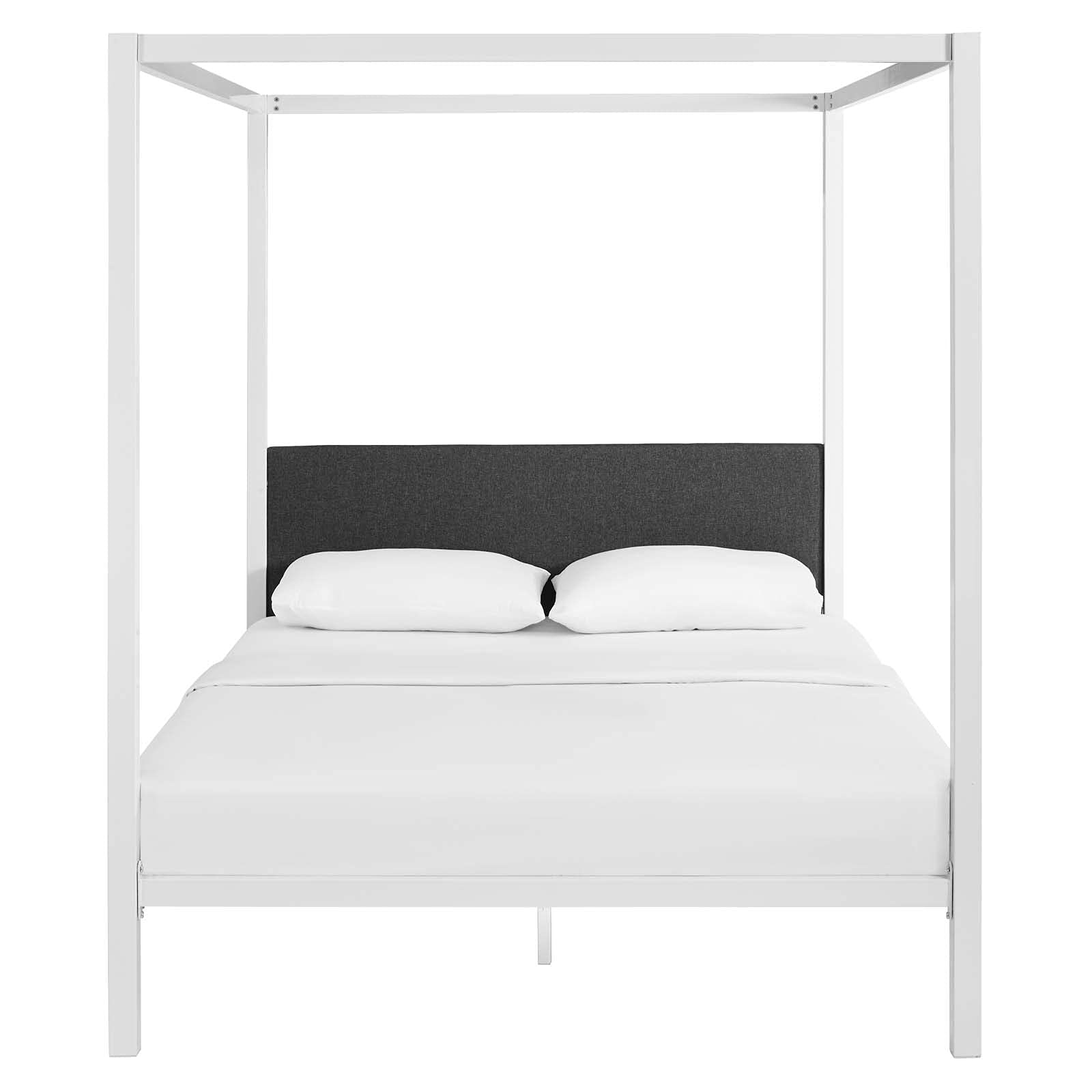 Bed | CasaFoyer  Raina Queen Canopy Platform Bed | Rustic Charm | Sturdy Steel Frame | Supports 1323 lbs | No Box Spring Needed | Mattress Not Included | casafoyer.myshopify.com