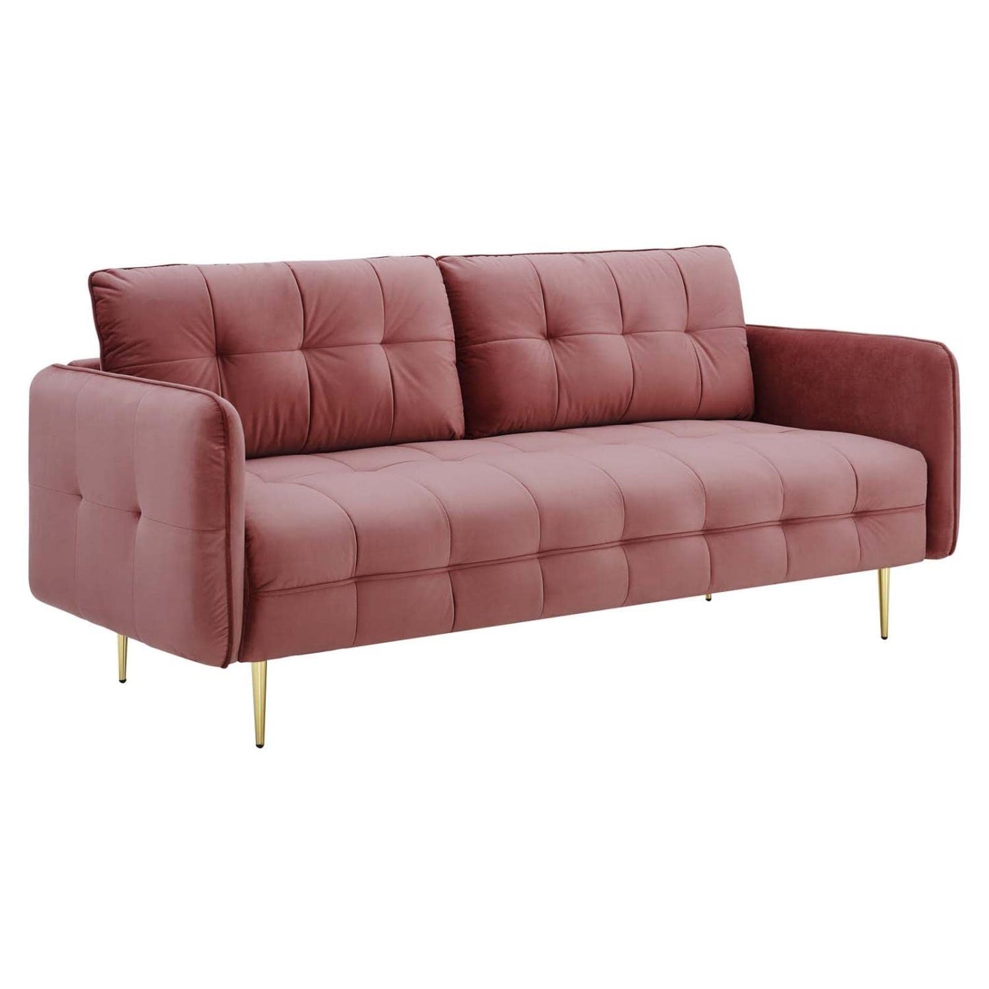 sofas | CasaFoyer Cameron Tufted Performance Velvet Sofa | Luxurious Art Deco Design | Stain-Resistant | Easy Assembly | Dusty Rose | casafoyer.myshopify.com