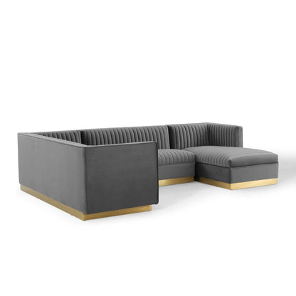 kitchen and dining room sets | CasaFoyer Sanguine Channel Tufted Velvet Sectional Sofa Collection | Glamorous Retro Modern Design | Stain-Resistant & Comfortable | Sturdy Construction | Gold Stainless Steel Base | 3 Piece Set | casafoyer.myshopify.com