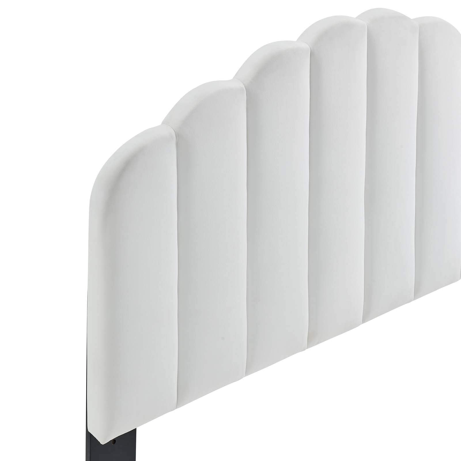 Bed | CasaFoyer Veronique Channel Tufted Scalloped Performance Velvet Twin Headboard | Luxurious Upholstery | Stain-Resistant | Adjustable Height | Compatible with Most Twin Beds | casafoyer.myshopify.com