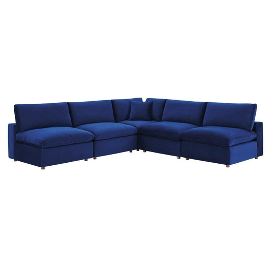 kitchen and dining room sets | CasaFoyer Commix Luxury Sectional Sofa | Plush Comfort | Stain-Resistant Velvet | Solid Wood Construction | 5-Piece Set | Navy | casafoyer.myshopify.com
