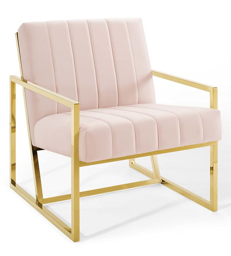 home office desk chairs | CasaFoyer Elevate your living room with the Inspire Channel Tufted Velvet Armchair | Pink. Sleek design with gold stainless steel frame. Comfortable foam padding & stain-resistant upholstery. No assembly required. Supports up to 441 lbs. | casafoyer.myshopify.com